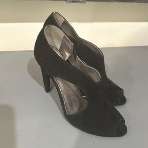 Marc Fisher Suede Black Peep-Toe High Heels